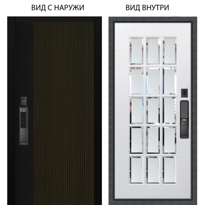 SMART / Рокси дуб рейка морение / Мэрелин Софт милк зеркало с фацетом и пескоструем