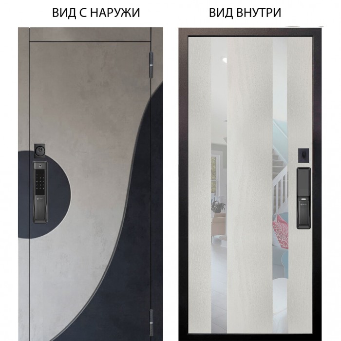 SMART / Стен Бетон урбан милк - бетон урбан индиго / Дуэт Белое дерево вставки Николь