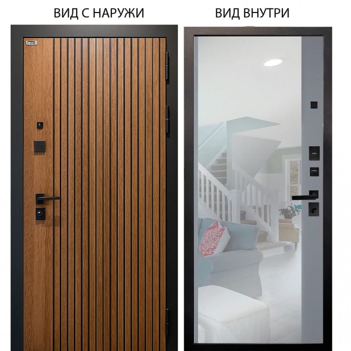 Входная дверь Берлога Калипсо внешняя панель Деонис орех лучистый внутренняя Магнум Силк маус