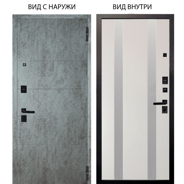 Берлога Нова / Агат Темный бетон горизонт / Дуэт Белое дерево вставки Изабель