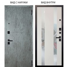 Берлога Нова / Агат Темный бетон горизонт / Дуэт Белое дерево вставки Николь