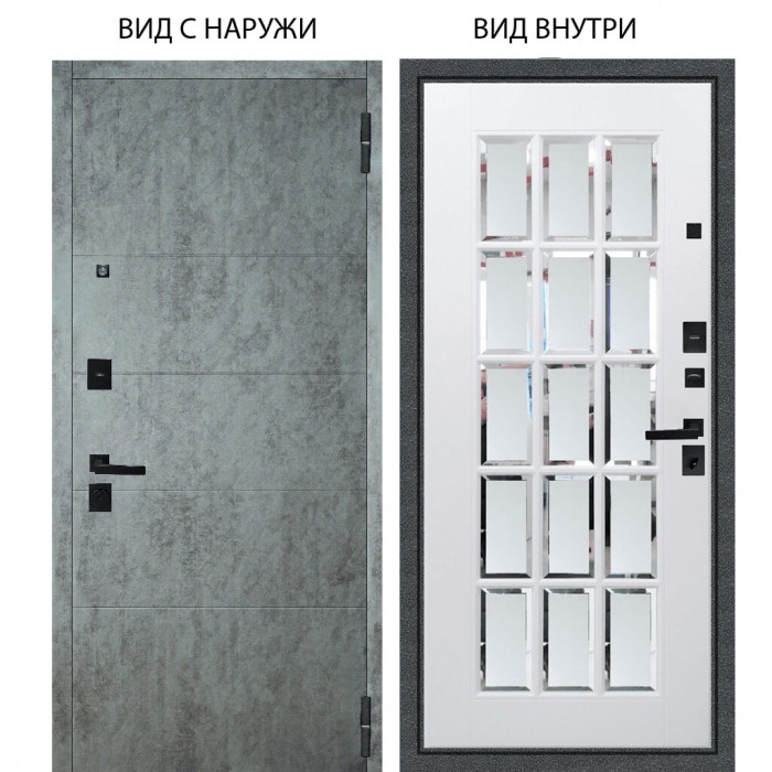 Берлога Нова / Агат Темный бетон горизонт / Мэрелин Софт милк с фацетом и пескоструем