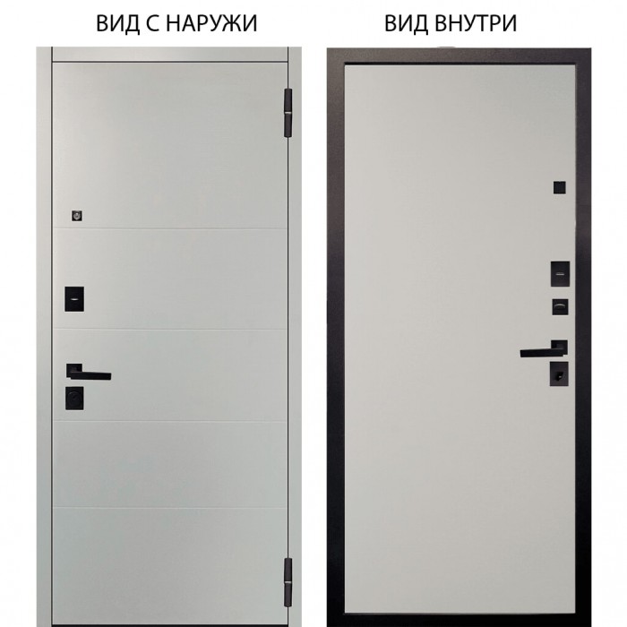 Входная дверь Берлога Нова внешняя панель Агат Вельвет белый горизонт внутренняя Элегант Софт милк