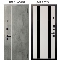 Берлога Нова / Лофт Темный бетон / Дуэт Белое дерево вставки Кензо