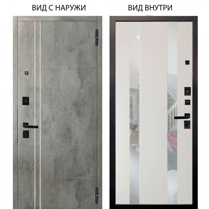 Берлога Нова / Лофт Темный бетон / Дуэт Белое дерево вставки Николь