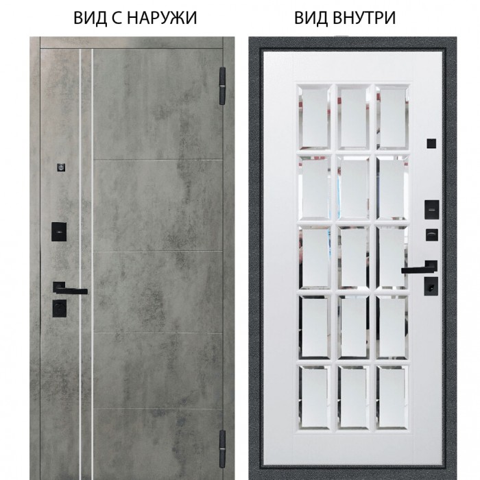 Берлога Нова / Лофт Темный бетон / Мэрелин Софт милк с фацетом и пескоструем