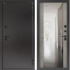 Входная дверь BN-10 Тепло плюс с зеркалом ФЛЗ-1 Бетон серый (светлый)