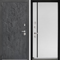 Входная дверь Дверной континент ДК-3 Бетон графит 757 Рикамо софт черное стекло