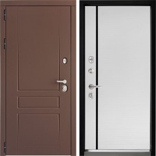 Входная дверь Дверной континент ДК-5 Ясень шоколад 757 Рикамо софт черное стекло