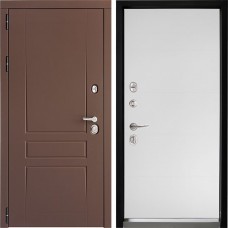 Входная дверь Дверной континент ДК-5 Ясень шоколад 649 Софт белый снег