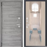 Входная дверь Дверной континент ДК-10 Дуб шале серебро 2 Лиственница с зеркалом