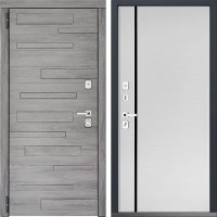 Входная дверь Дверной континент ДК-10 Дуб шале серебро 757 Рикамо софт черное стекло