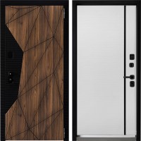 Входная дверь Дверной континент ДК-11 Орех каньон 757 Рикамо софт черное стекло