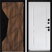 Входная дверь Дверной континент ДК-11 Орех каньон 243 Альберо браш серебро