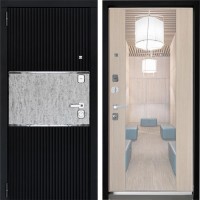 Входная дверь Дверной континент ДК-13 Софт черный Лиственница бежевая с зеркалом