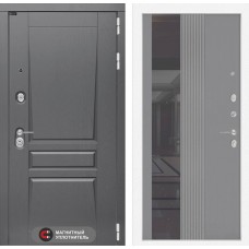 Платинум с Зеркалом 32 тонированным - Серый рельеф софт 960х2050 левая