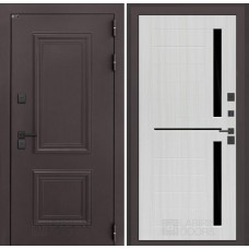 Входная дверь Полярис лайт 02 - Сандал белый, стекло черное