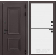 Входная дверь Полярис лайт 25 - Белый софт, черный молдинг