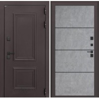 Входная дверь Полярис лайт 25 - Бетон светлый, черный молдинг