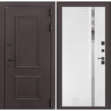 Входная дверь Полярис лайт 31 - Белый софт, зеркальная вставка с тонировкой