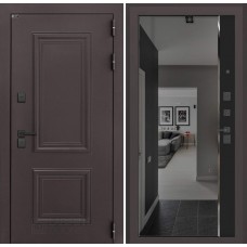 Входная дверь Полярис лайт с тонированным зеркалом Панорама - Черный кварц