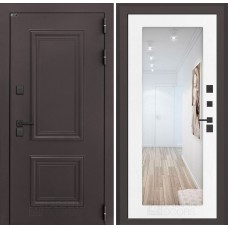 Входная дверь Полярис лайт с зеркалом 18 - Белое дерево