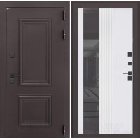 Входная дверь Полярис лайт с зеркалом 32 тонированным - Белый рельеф софт