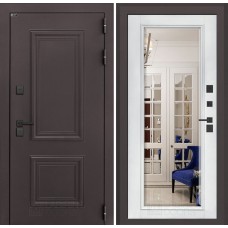 Входная дверь Полярис лайт с зеркалом Фацет - Белый софт