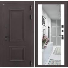 Входная дверь Полярис лайт с зеркалом Максимум - Белый софт