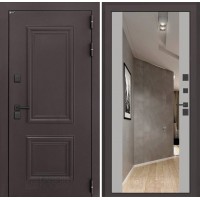 Входная дверь Полярис лайт с Зеркалом Максимум - Грей софт