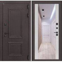 Входная дверь Полярис лайт с зеркалом Максимум - Сандал белый