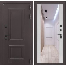 Входная дверь Полярис лайт с зеркалом Максимум - Сандал белый