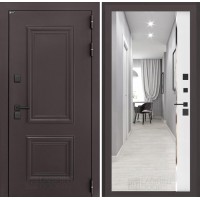 Входная дверь Полярис лайт с зеркалом Панорама - Белый софт