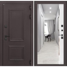 Входная дверь Полярис лайт с зеркалом Панорама - Белый софт