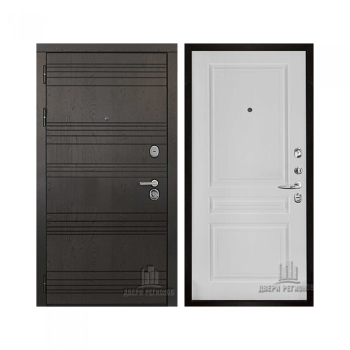 Со сменными панелями Министр, цвет горький шоколад, панель - турин цвет эмаль белая