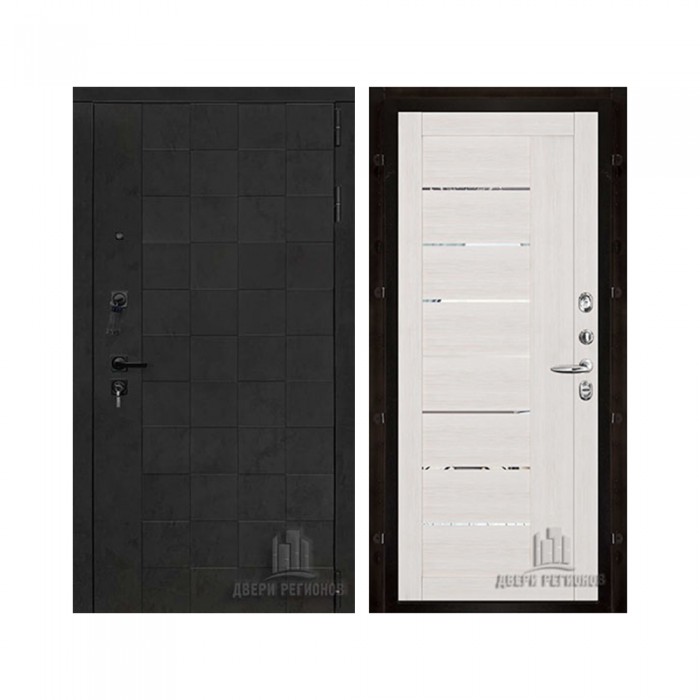 Quadro, цвет бетон графит темный 10 мм, панель - light 2110 (зеркало) цвет капучино велюр