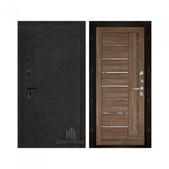 Quadro, цвет бетон графит темный 10 мм, панель - light 2110 (зеркало) цвет серый велюр