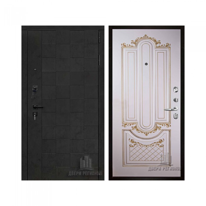 Quadro, цвет бетон графит темный 10 мм, панель - александрия цвет эмаль слоновая кость/патина золото