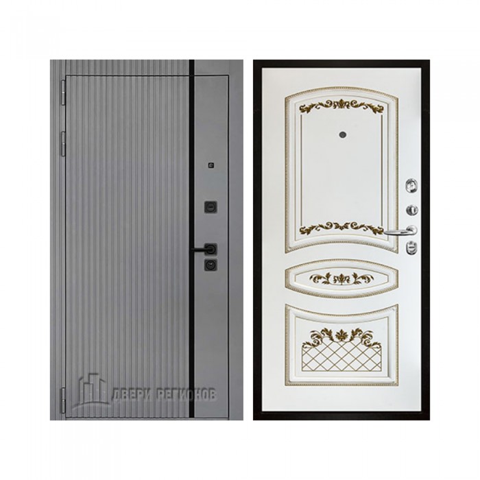 Президент Лайн Титан, цвет силк титан + черный пластик, панель - алина цвет эмаль белая/патина золото