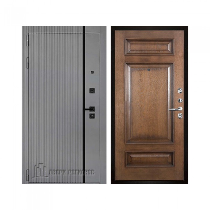 Президент Лайн Титан, цвет силк титан + черный пластик, панель - рим багет цвет коньяк