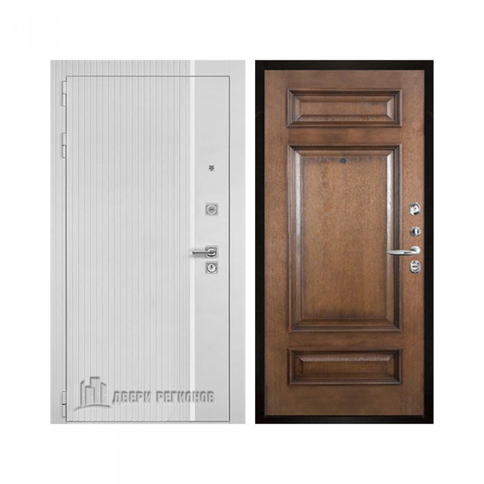 Президент Лайн Белый, цвет белый матовый + белый пластик, панель - рим багет цвет коньяк