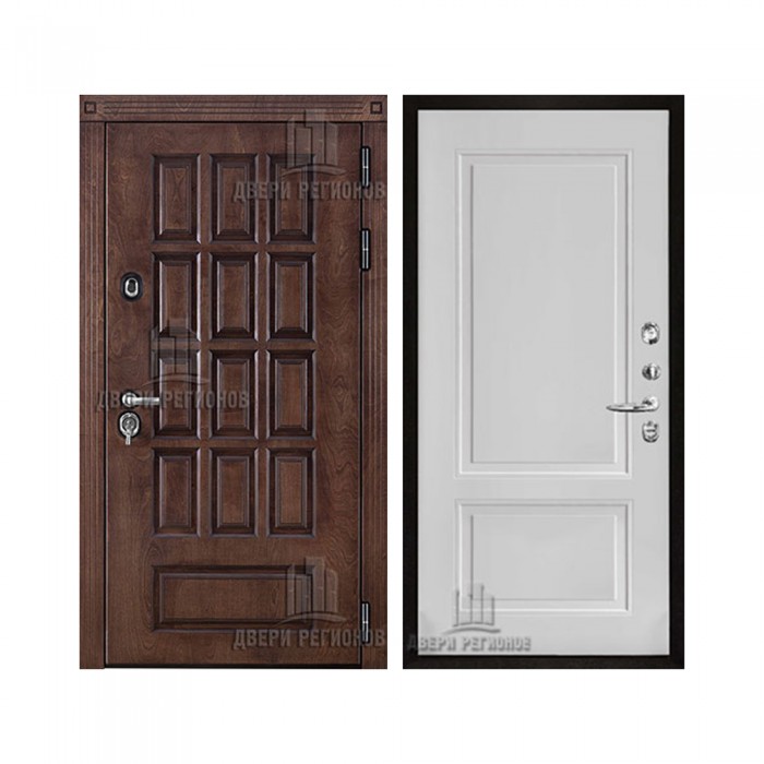 Уличная Центурион, цвет лиственница мореная + черная патина, панель - lana (лана) цвет белый снег soft