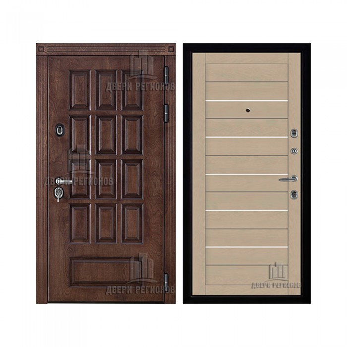 Уличная Центурион, цвет лиственница мореная + черная патина, панель - light 2127 цвет кремовый soft