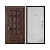 Уличная Центурион, цвет лиственница мореная + черная патина, панель - турин цвет эмаль белая