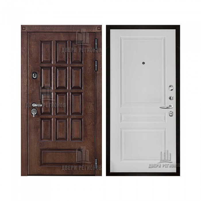 Уличная Центурион, цвет лиственница мореная + черная патина, панель - турин цвет эмаль белая