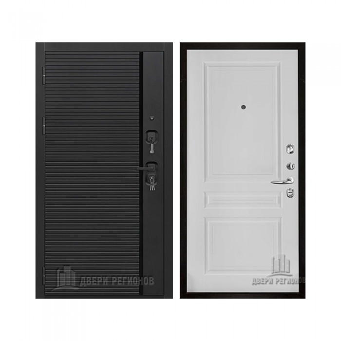 Президент Стайл, цвет чёрная мягкая шагрень, панель - турин цвет эмаль белая