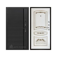 Президент Стайл, цвет чёрная мягкая шагрень, панель - алина цвет эмаль белая/патина золото