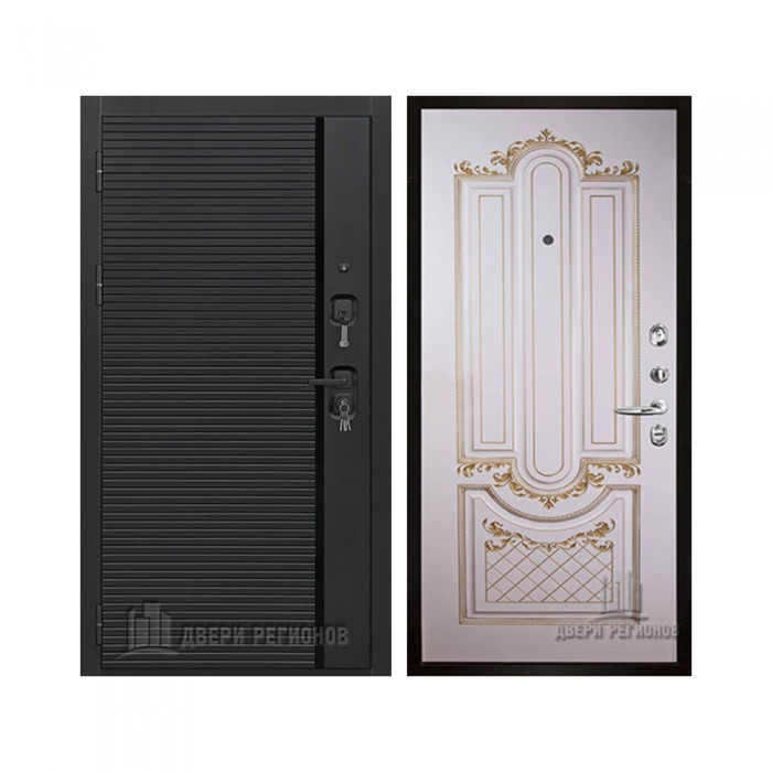 Президент Стайл, цвет чёрная мягкая шагрень, панель - александрия цвет эмаль слоновая кость/патина золото