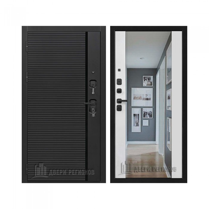 Президент Стайл зеркало, цвет чёрная мягкая шагрень, панель - стайл z цвет белоснежная мягкая шагрень с зеркалом