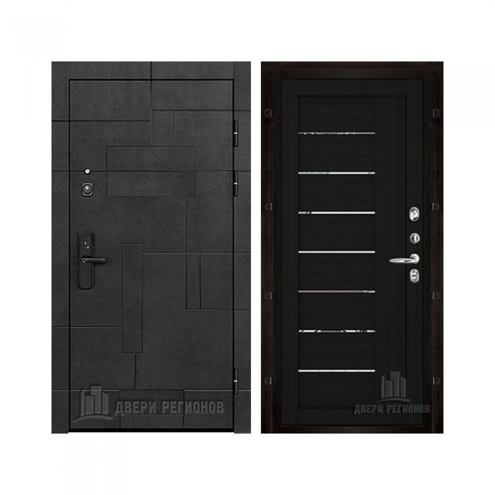 Флагман Доминион, цвет Бетон черный, панель - light 2110 (зеркало) цвет Шоко велюр